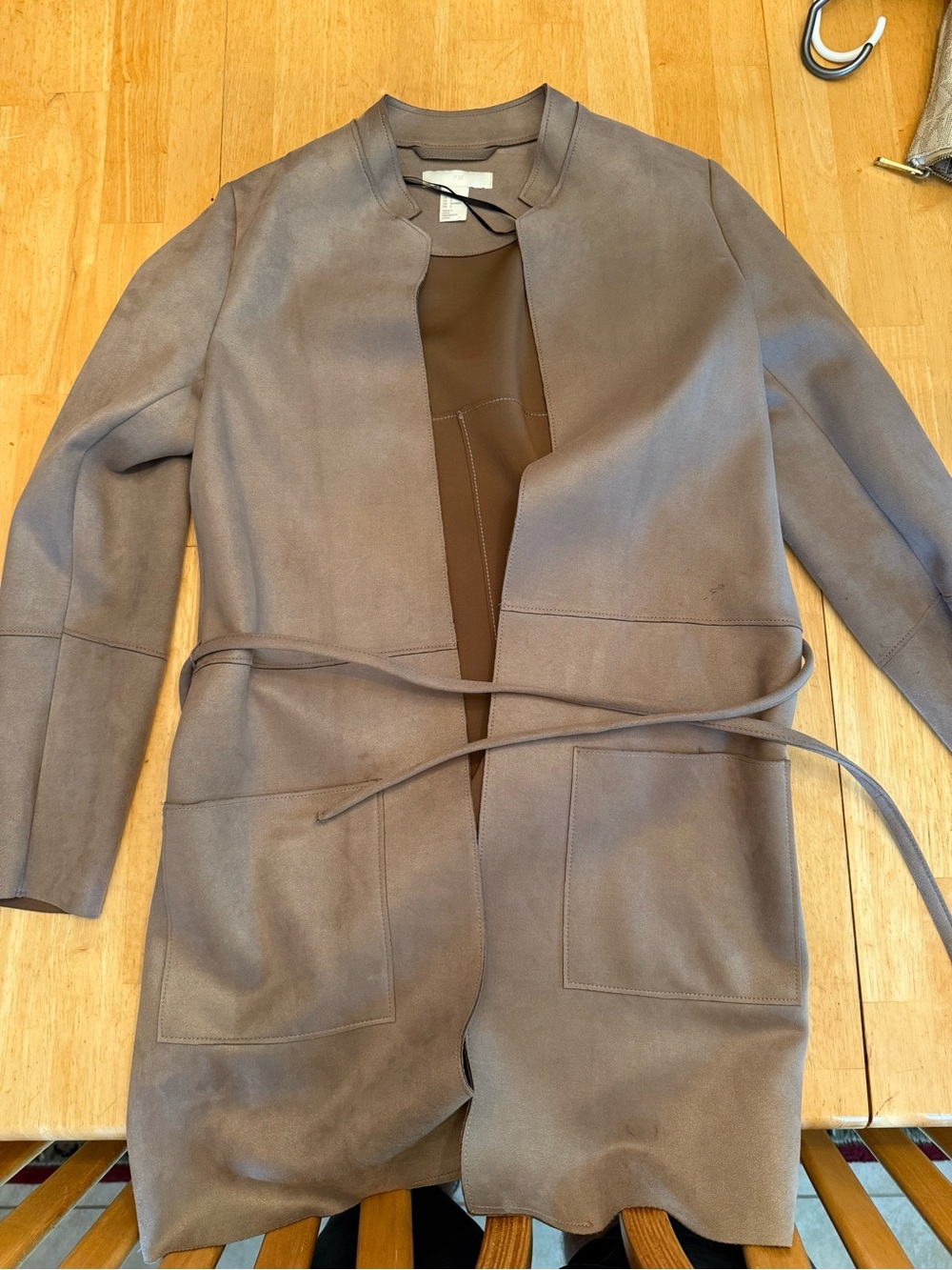 Women’s H&M Tan Belted Open-Front Coat
